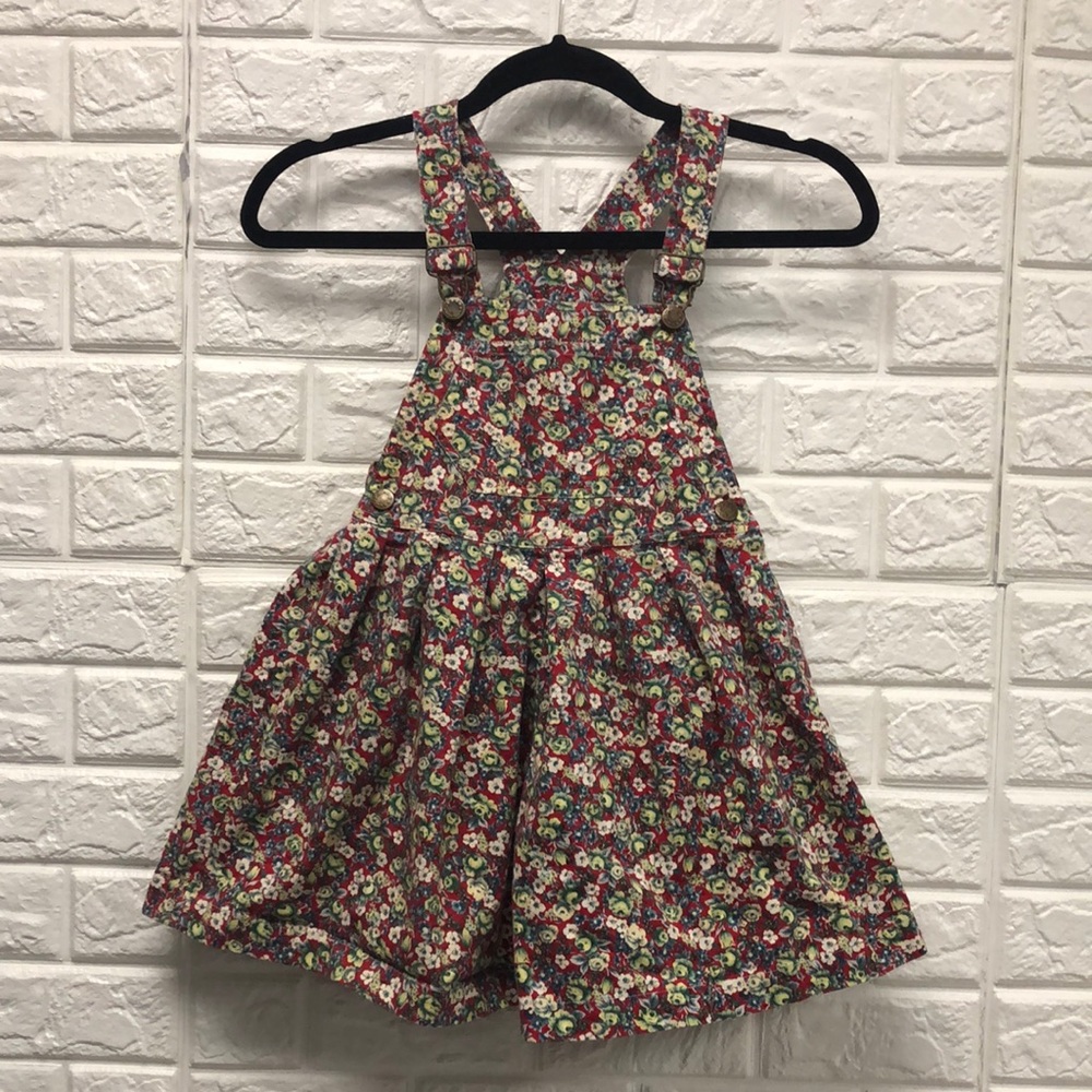 Vtg Dipaki Basic floral overall 100% cotton shorts shortalls prairie‎ girls sz 8